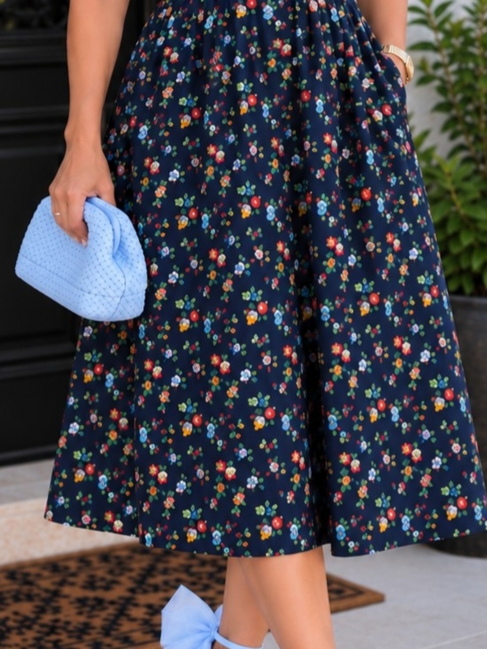 Navy Floral Circle Skirt